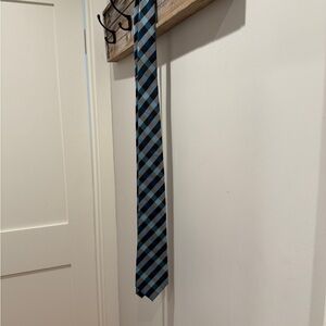 Express Blue and Black Striped Tie Elegant Accessories